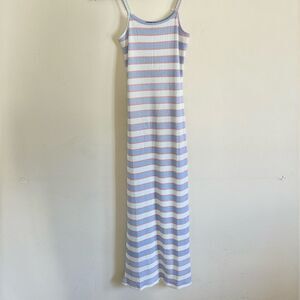Freshman striped ribbed midi slip dress